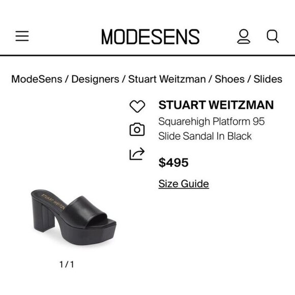 $495 Stuart Weitzman Women’s Black Leather Platform Sandals High Heels Shoes 9.5 - Picture 1 of 6